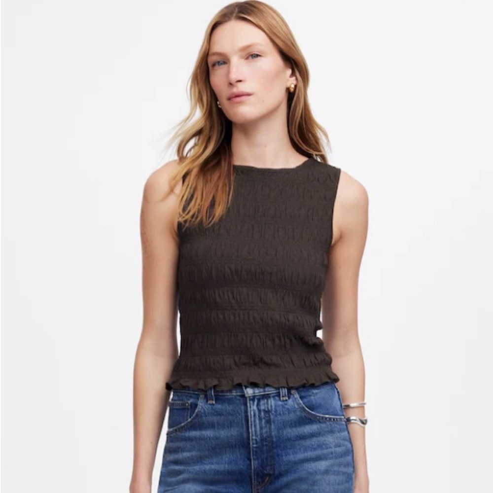 Madewell Smocked Boatneck Tank